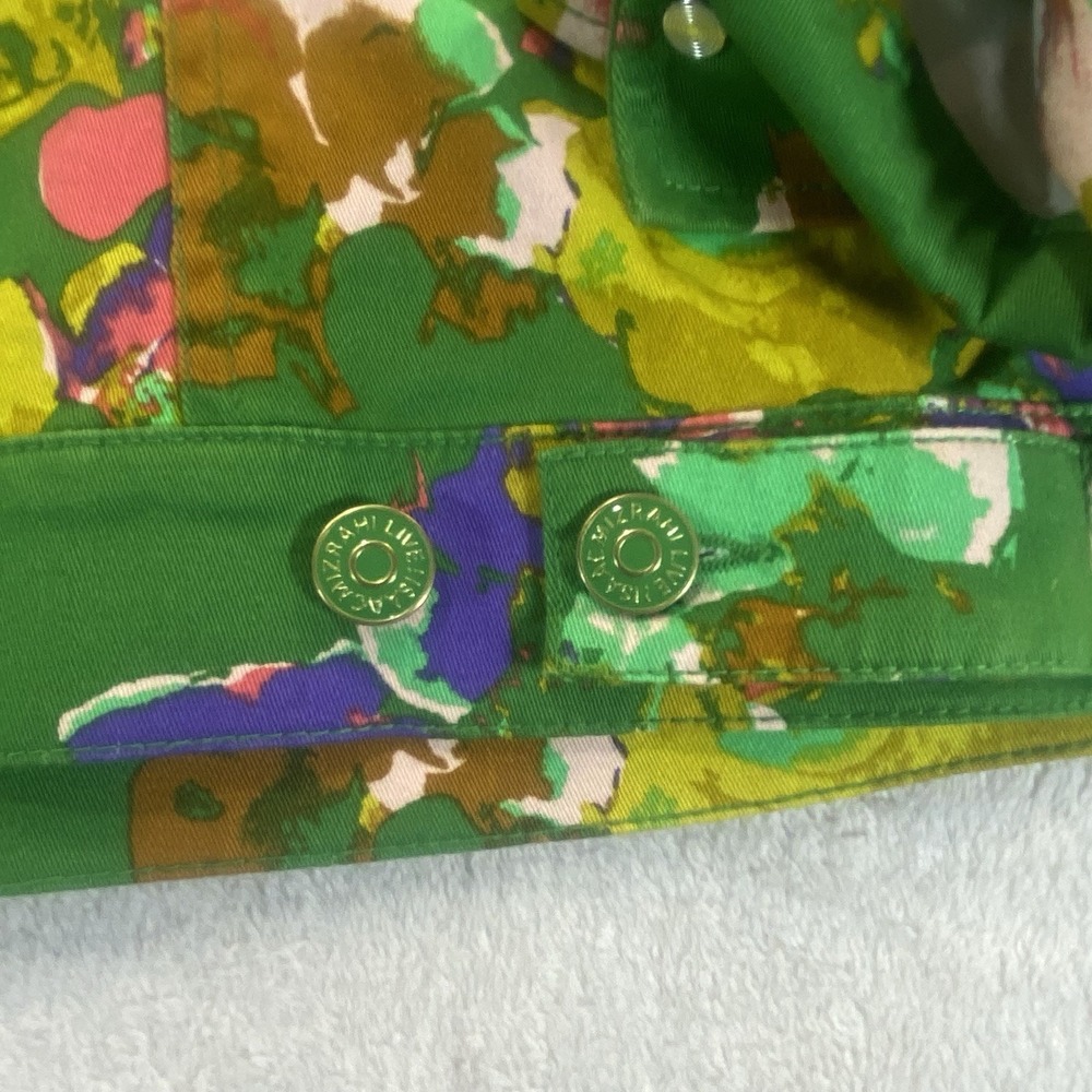 Isaac Mizrahi Live Jacket Womens 16 Button Green Floral Coastal Grandma Western - Picture 9 of 9